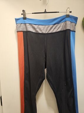 Nike One Mid-rise Color Block Leggings XL Black Blue Orange Hidden Pockets Athle